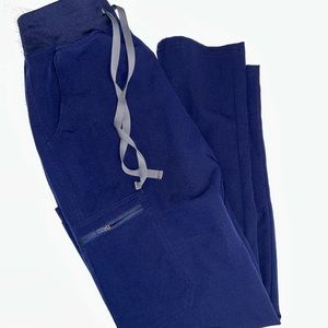 FIGS Navy Blue High Waisted Yola Skinny Scrub Pants, Size Small